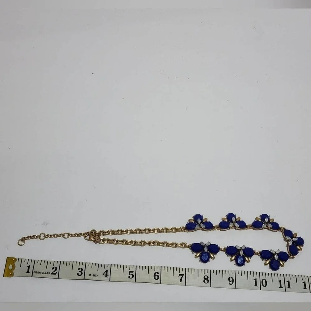 J. CREW gold blue floral bibb‎ necklace